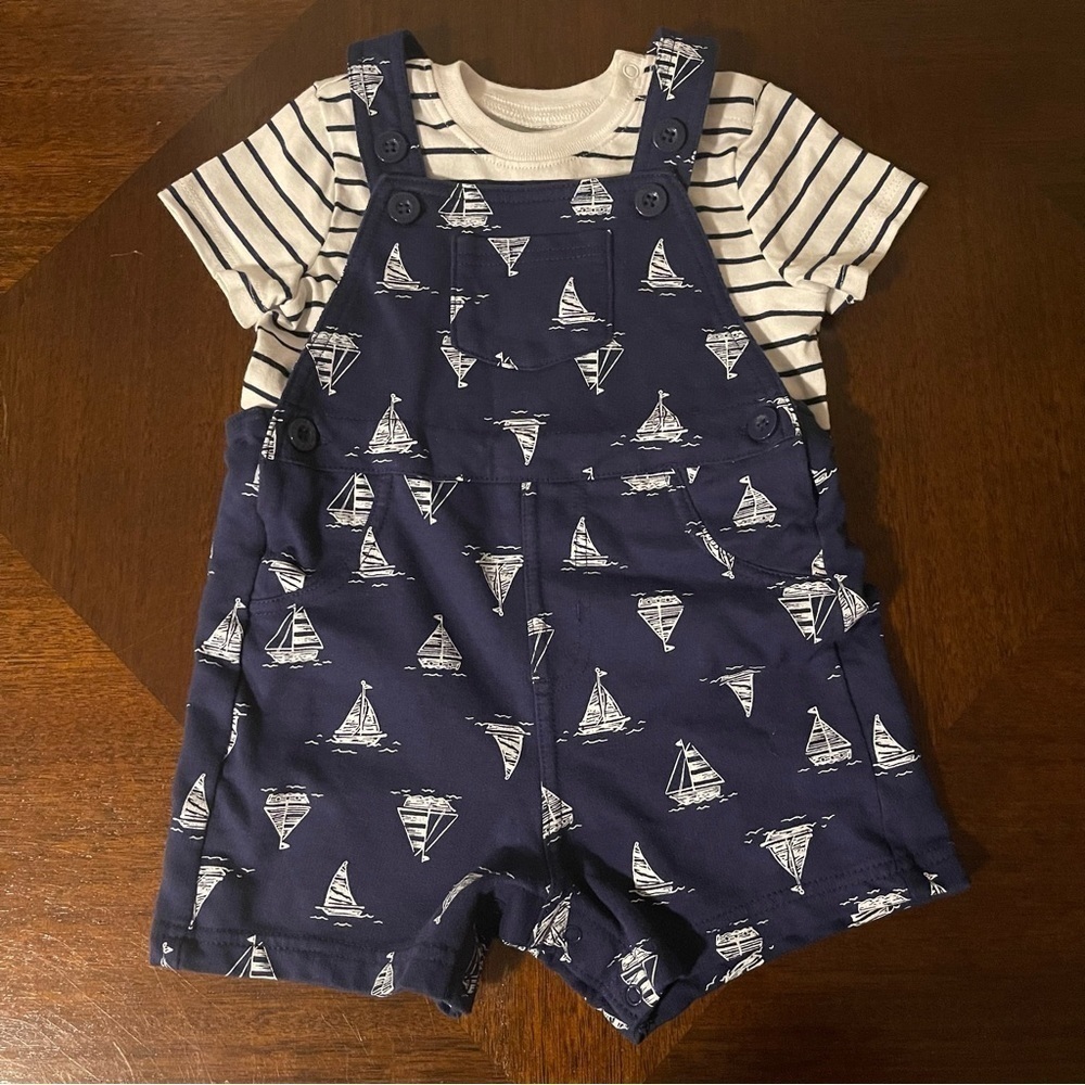 Little Me | Baby Boys Nautical Shortall | 18 mo
